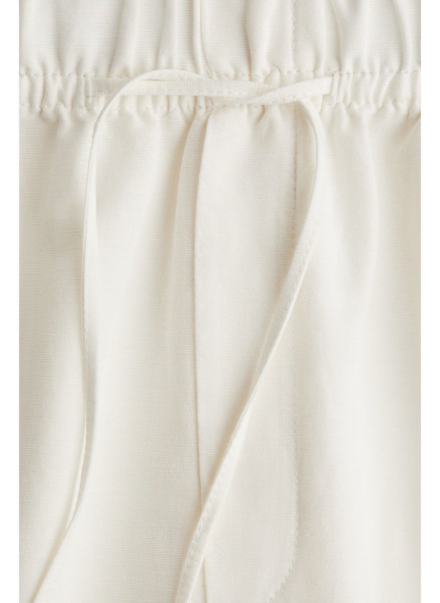 Linen-Blend Drawstring Trousers