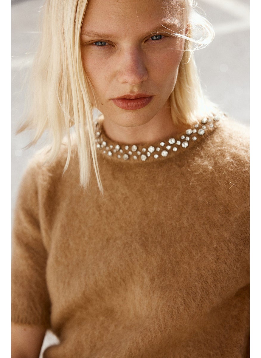Embellished Mohair-Blend Top