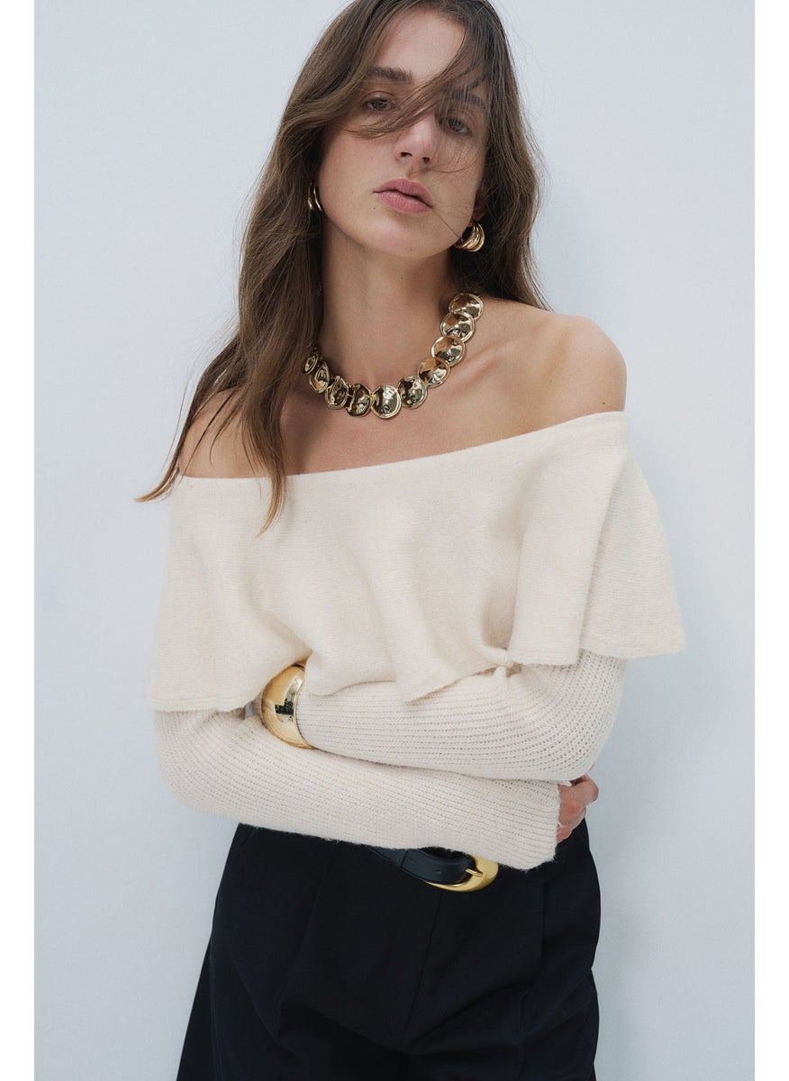 Flounced Off-The-Shoulder Jumper