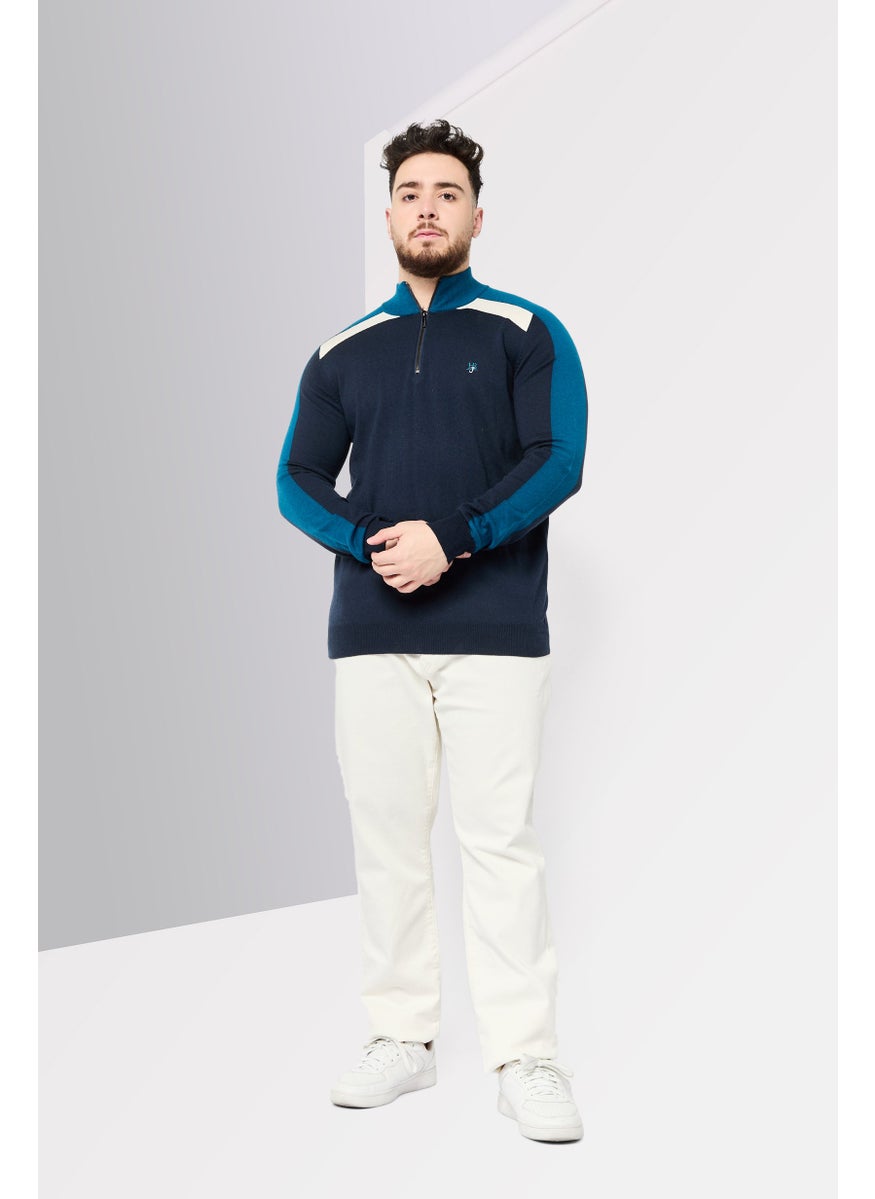 Men Crew Neck Embroidered Logo Sweater, Multicolor