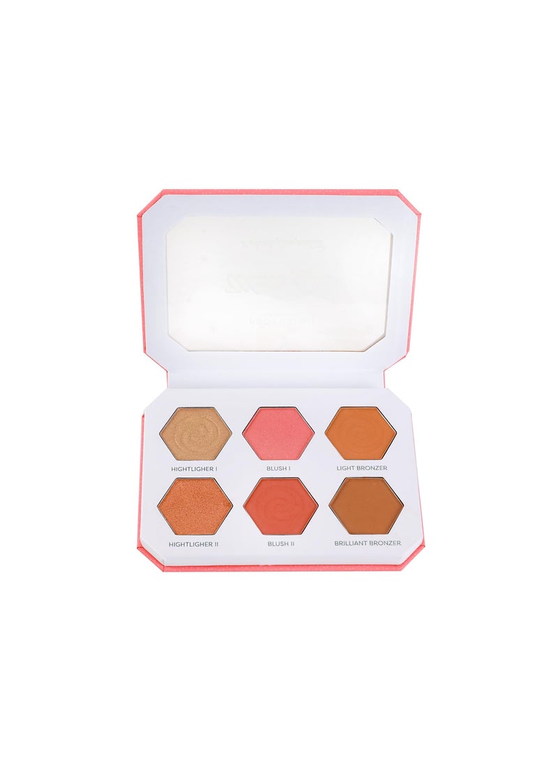 Profusion Cosmetics Merry Moments Winter Glow 6-Shade Palette, Bronzer, Blush and Highlighter Set for Natural Beauty Enhancement - Blendable Formula for Lit-From-Within Look