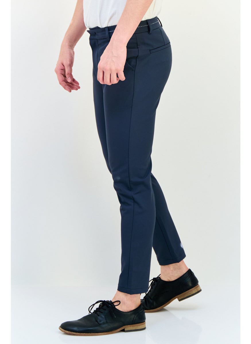 Men Carrot Fit Solid Dress Pants, Balsam Green