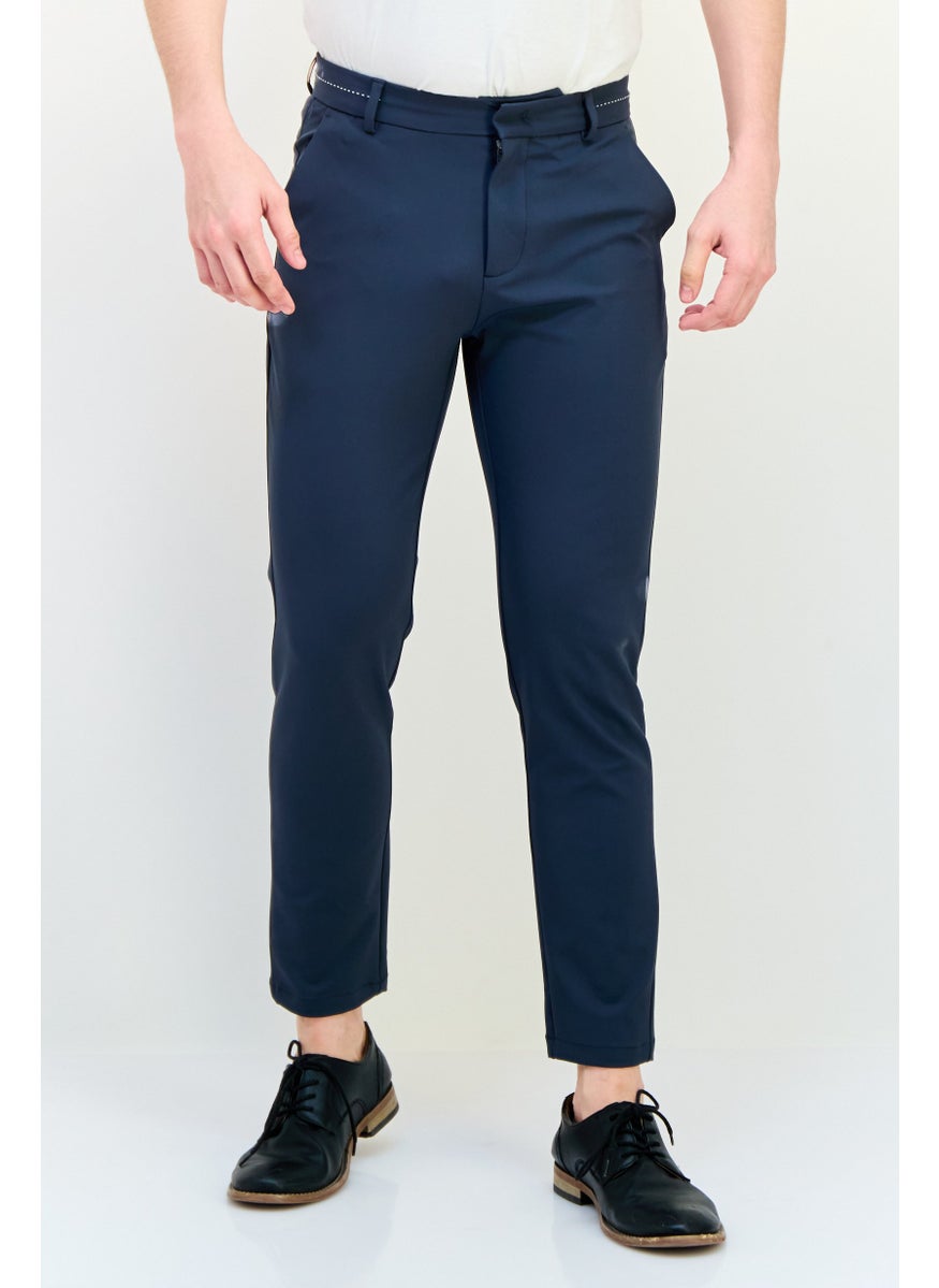 Men Carrot Fit Solid Dress Pants, Balsam Green