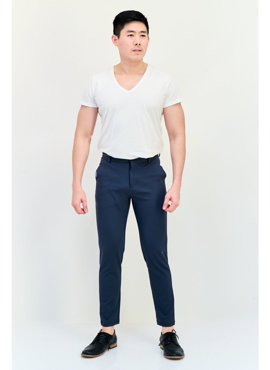 Men Carrot Fit Solid Dress Pants, Balsam Green