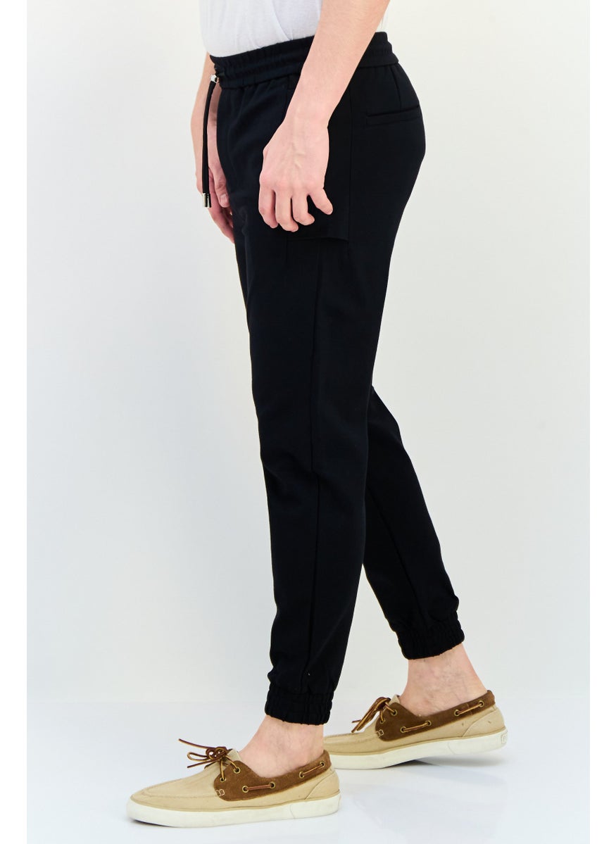 Men Regular Fit Solid Jogger Pants, Black
