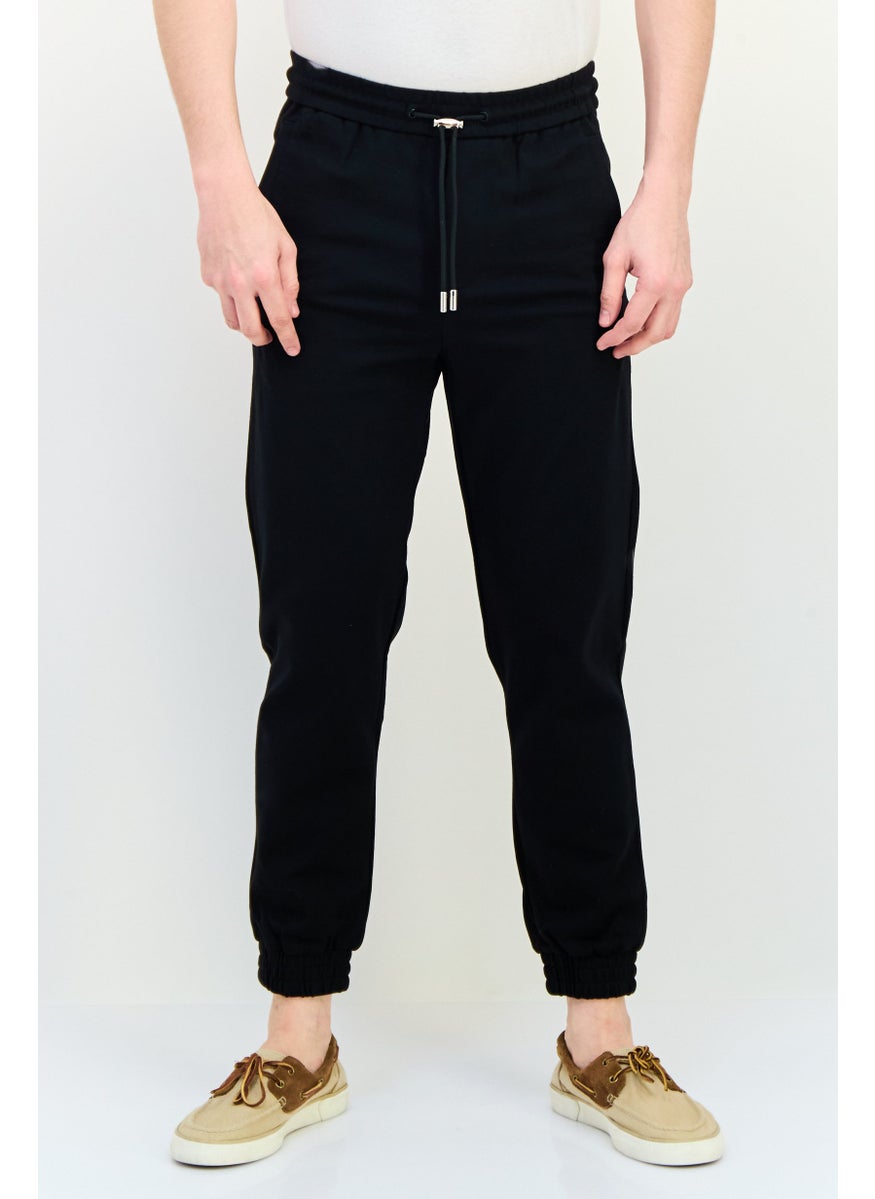 Men Regular Fit Solid Jogger Pants, Black
