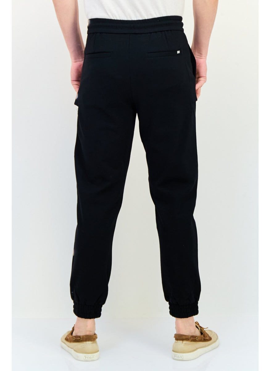 Men Regular Fit Solid Jogger Pants, Black