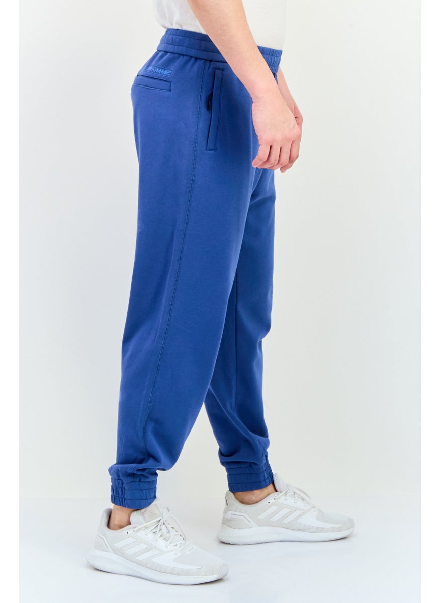 Men Regular Fit Solid Jogger Pants, Blue
