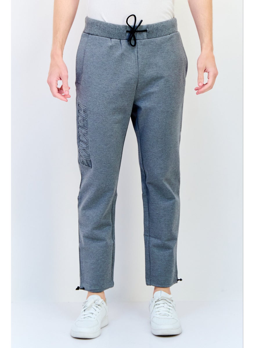 Men Cuffed Fit Brand Logo Sweatpants, Grey