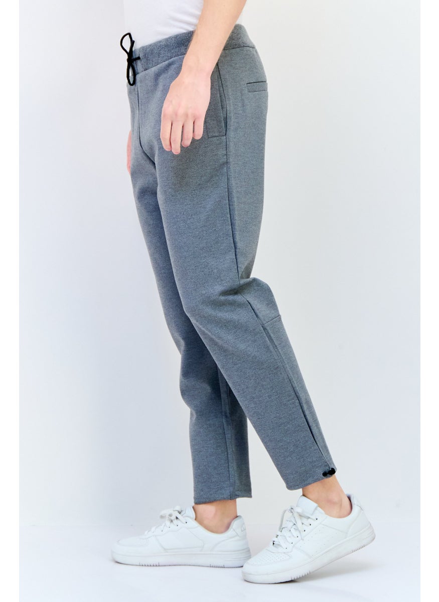 Men Cuffed Fit Brand Logo Sweatpants, Grey