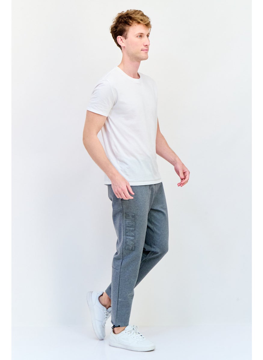 Men Cuffed Fit Brand Logo Sweatpants, Grey