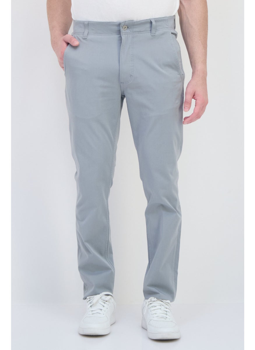 Men Skinny Fit Plain Chino Pants, Grey