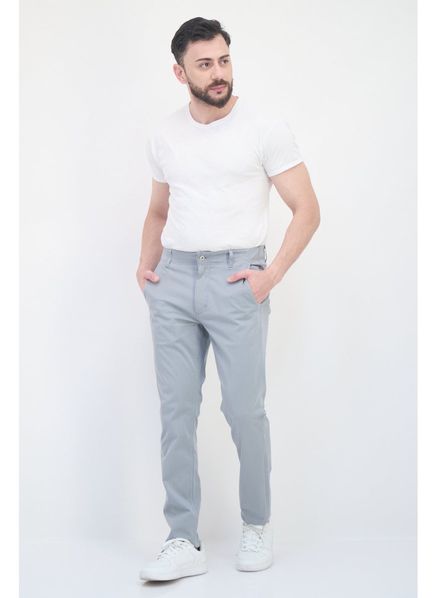 Men Skinny Fit Plain Chino Pants, Grey