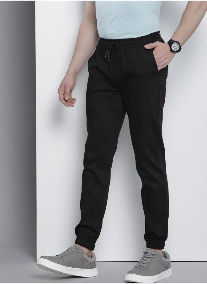 Men Slim Fit Solid Mid-Rise Stretchable Chino Joggers