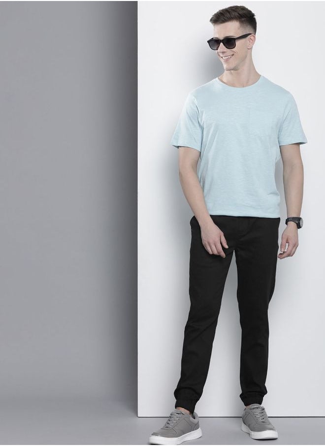 Men Slim Fit Solid Mid-Rise Stretchable Chino Joggers