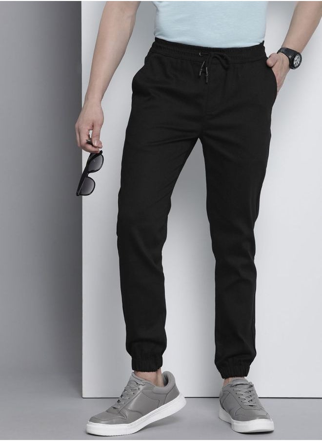 Men Slim Fit Solid Mid-Rise Stretchable Chino Joggers