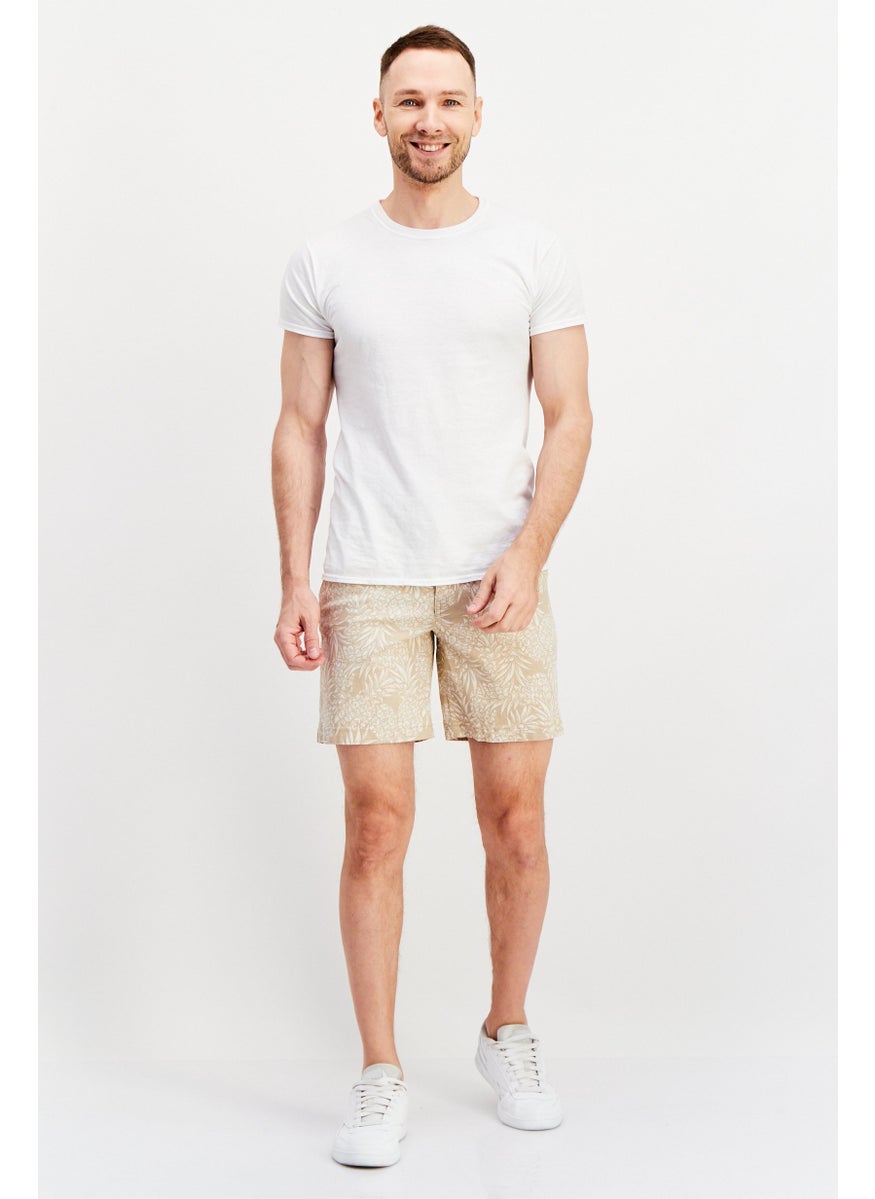 Men Allover Print Bermuda Shorts, Beige