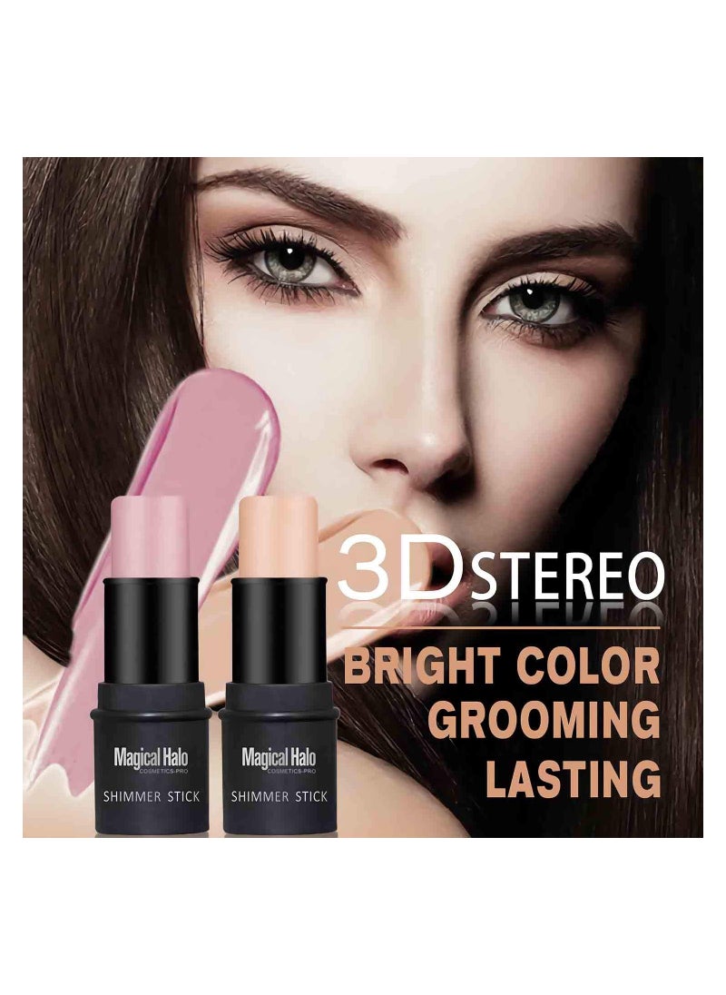 2 Pcs Concealer Stick Set, Non-Greasy & Non-Drying Cream Contour Makeup Pencil, Smooth Brightening & Shading, Long-Lasting Waterproof Matte Finish, Blendable & Lightweight for All Skin Types.