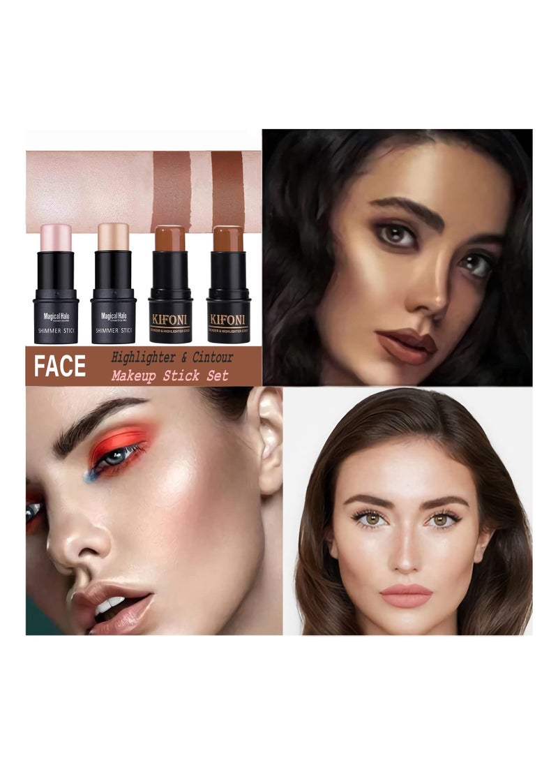 2 Pcs Concealer Stick Set, Non-Greasy & Non-Drying Cream Contour Makeup Pencil, Smooth Brightening & Shading, Long-Lasting Waterproof Matte Finish, Blendable & Lightweight for All Skin Types.