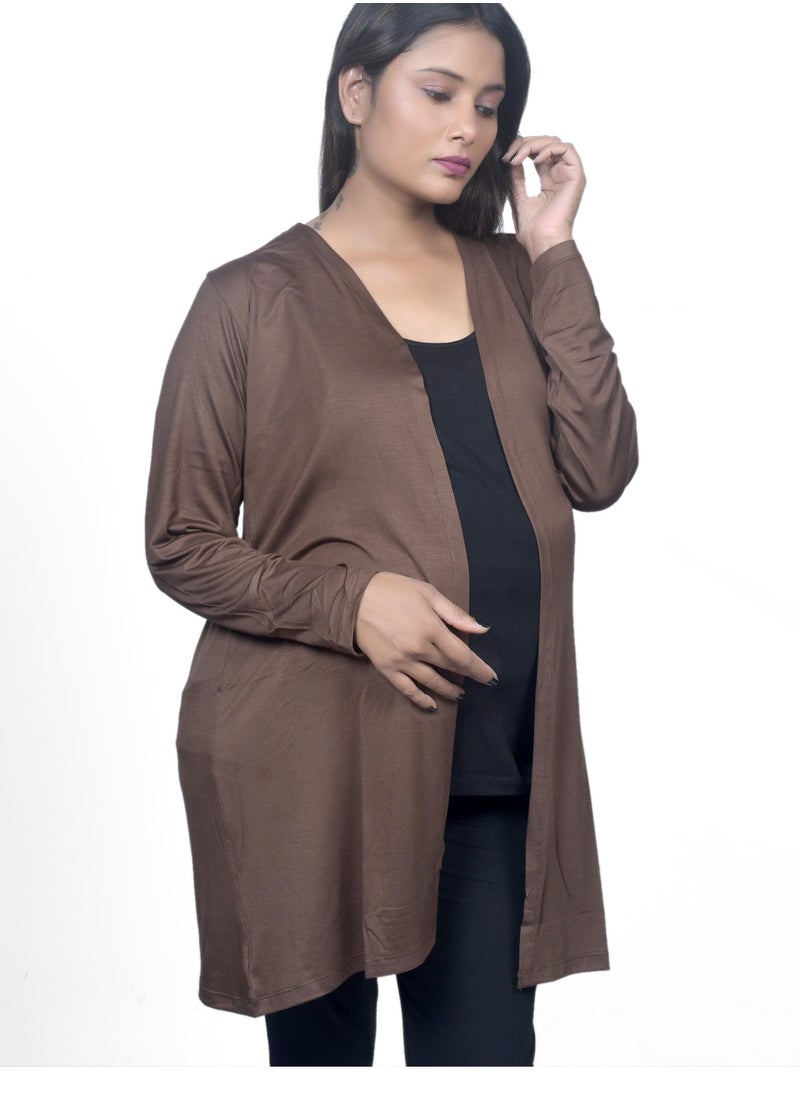 Longline Maternity Shrug With Long Sleeves