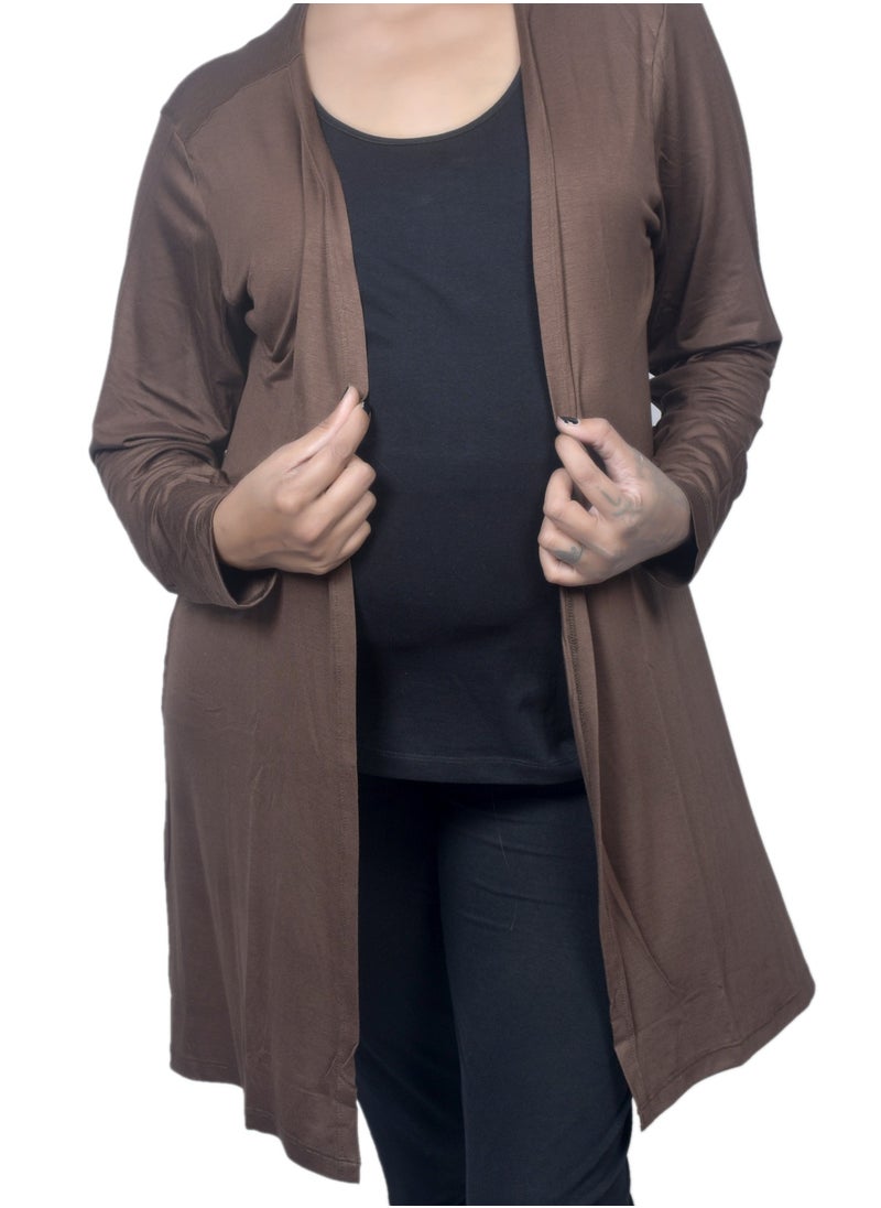 Longline Maternity Shrug With Long Sleeves