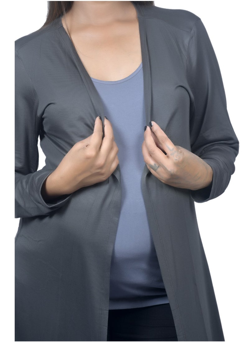 Longline Maternity Shrug With Long Sleeves