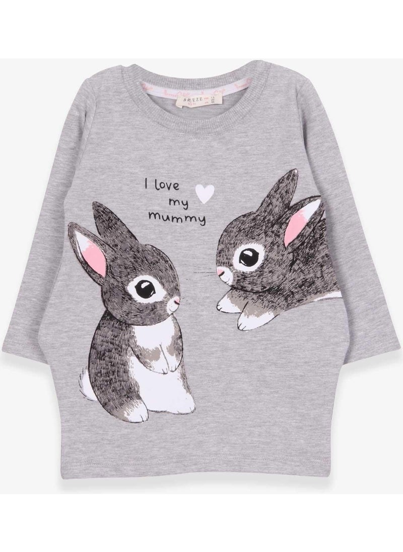 Girl's Tunic Rabbit Patterned 1.5-5 Years, Gray Melange