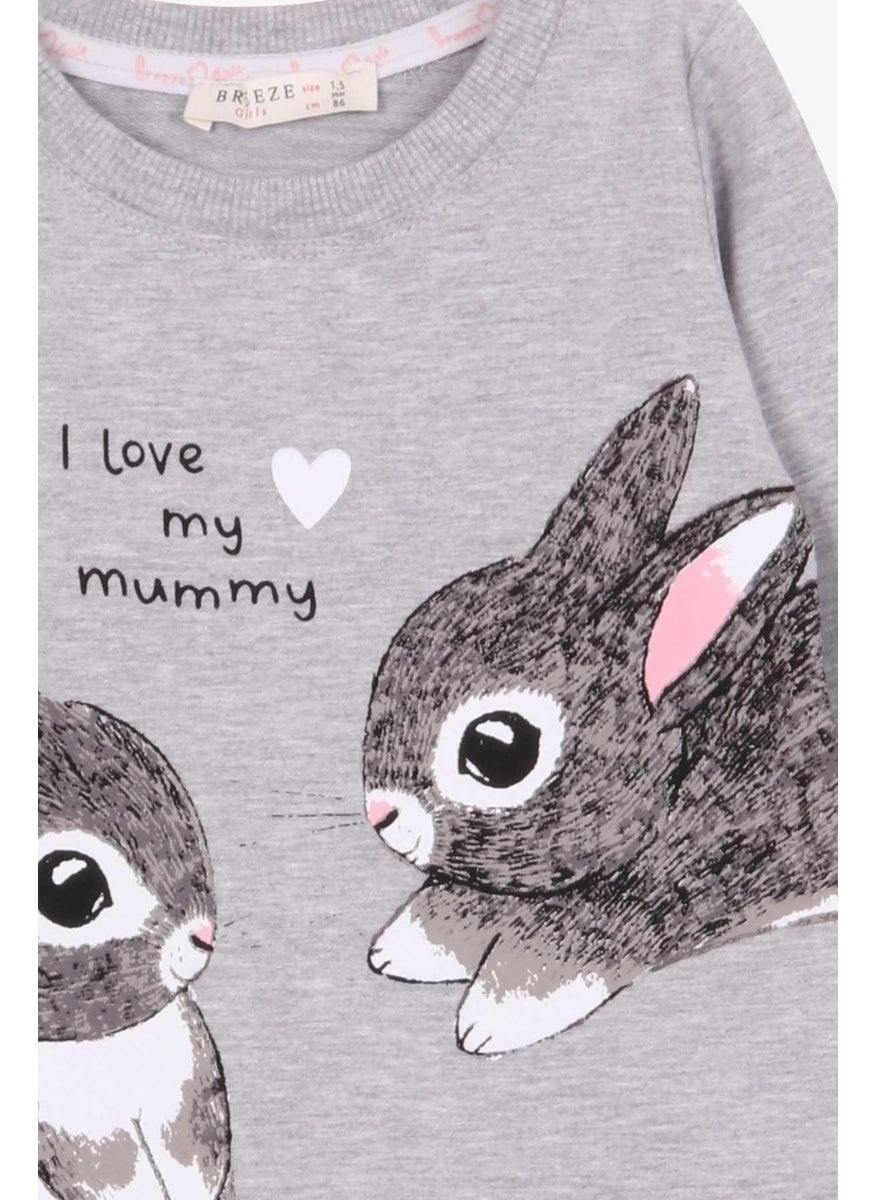 Girl's Tunic Rabbit Patterned 1.5-5 Years, Gray Melange