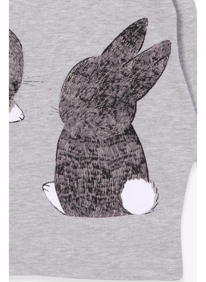 Girl's Tunic Rabbit Patterned 1.5-5 Years, Gray Melange