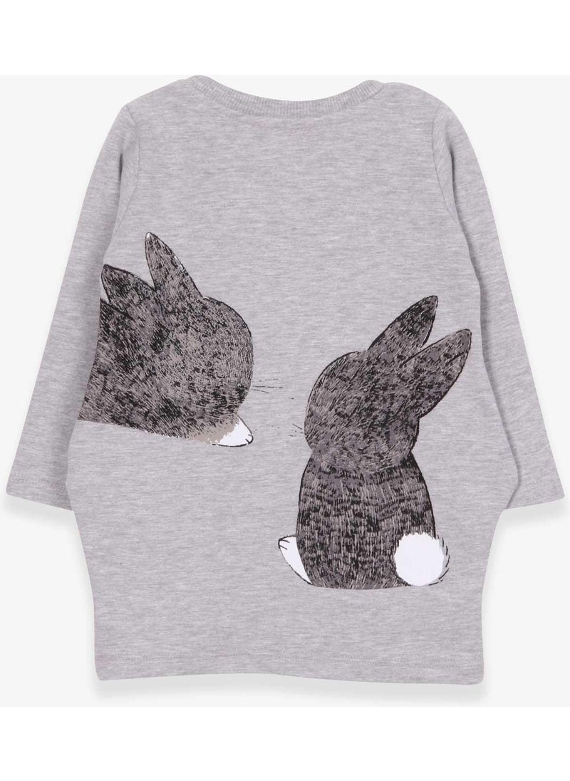 Girl's Tunic Rabbit Patterned 1.5-5 Years, Gray Melange