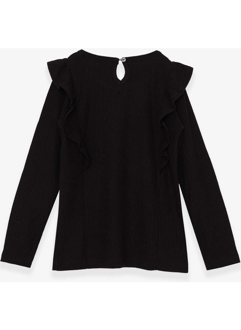 Girl Kid's Blouse Frilly Black (1.5-5 Years)