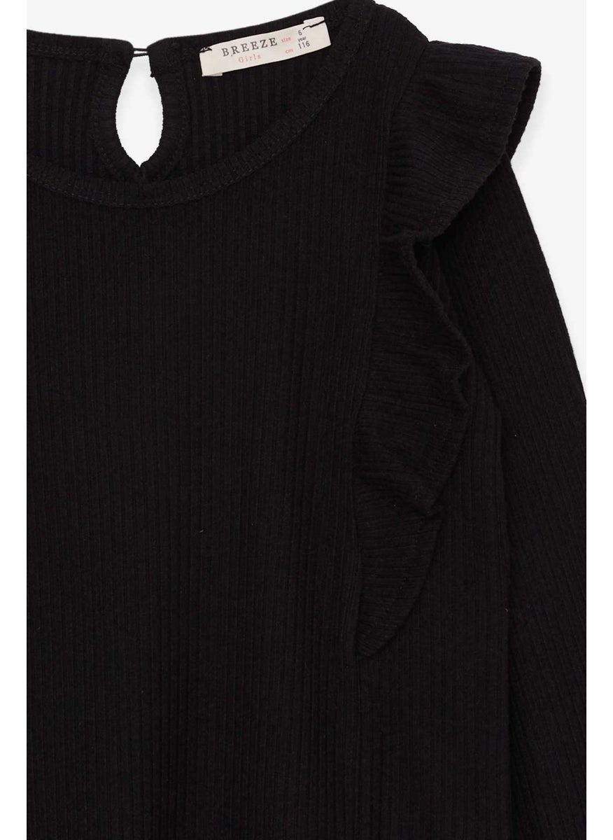 Girl Kid's Blouse Frilly Black (1.5-5 Years)