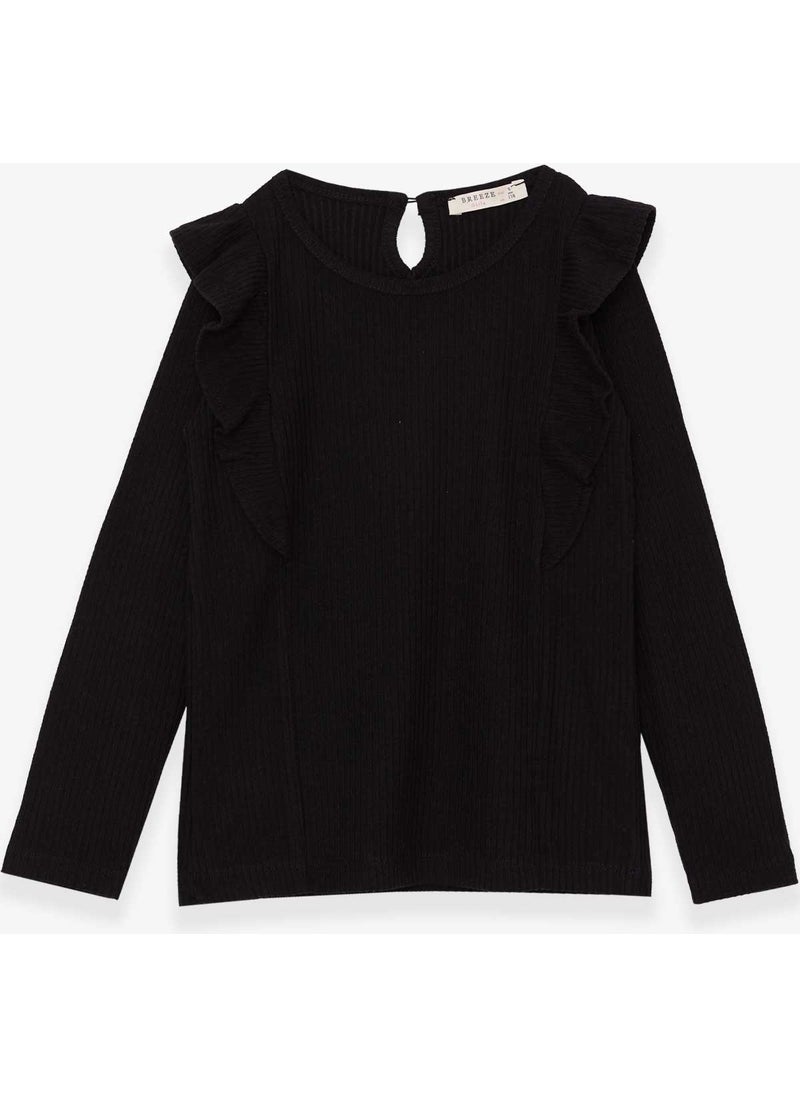 Girl Kid's Blouse Frilly Black (1.5-5 Years)