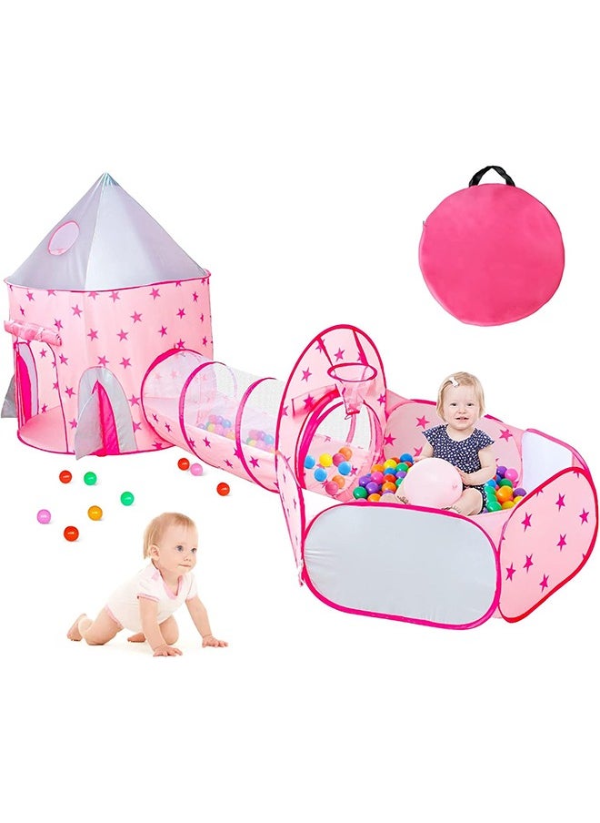 3 Piece Kids Tent Foldable Tunnel Pop Up Toys Kids Indoor Outdoor Playhouse Outdoor Play Toys