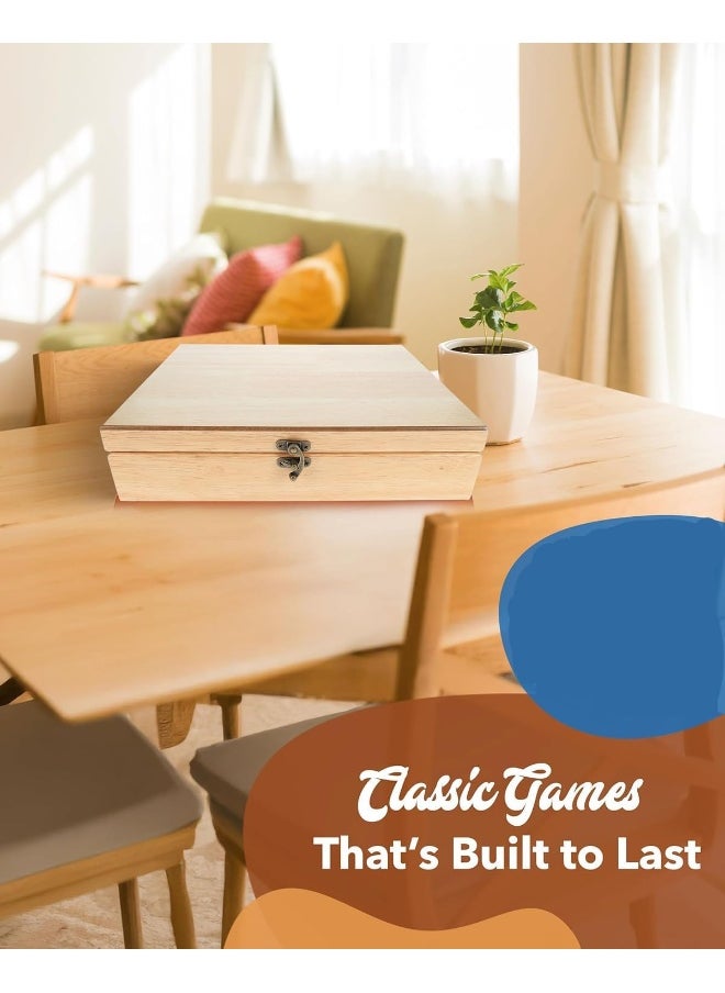 Elegant Old-World Wooden Treasure Box with Brass Latch – Handcrafted Natural Wood Finish, 30.8x24.5x7.6 cm
