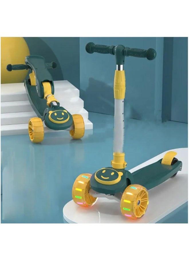 Scooter with LED Flashing Wheels Adjustable Height Foldable Scooter for Kids Outdoor Activities