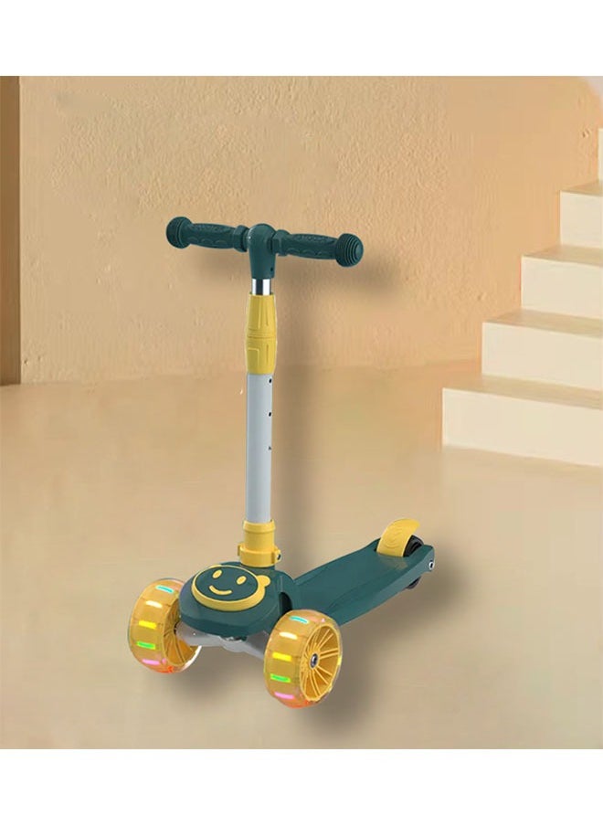 Scooter with LED Flashing Wheels Adjustable Height Foldable Scooter for Kids Outdoor Activities