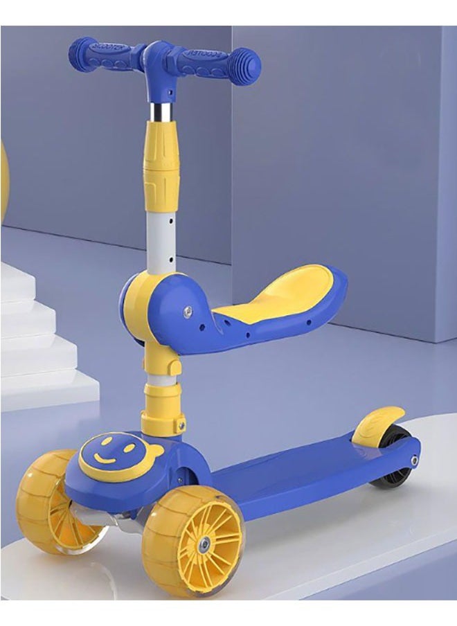 Kids 3 Wheel Scooter Kids Toys Foldable Kick Scooter With Adjustable Height Skid Plate Flashing Wheel Lights