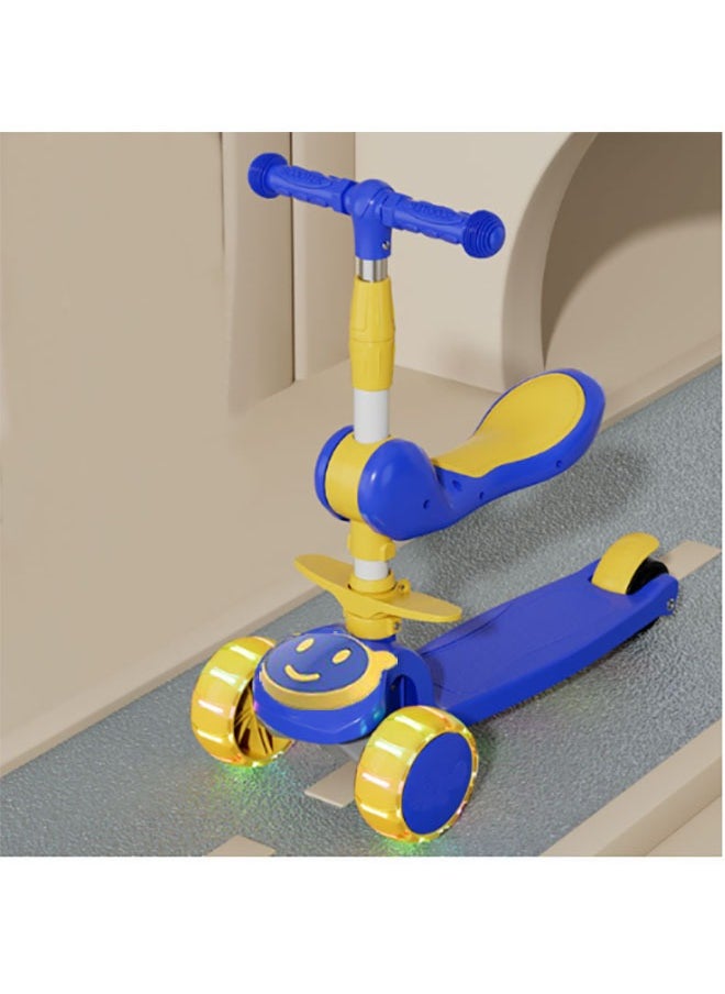 Kids 3 Wheel Scooter Kids Toys Foldable Kick Scooter With Adjustable Height Skid Plate Flashing Wheel Lights