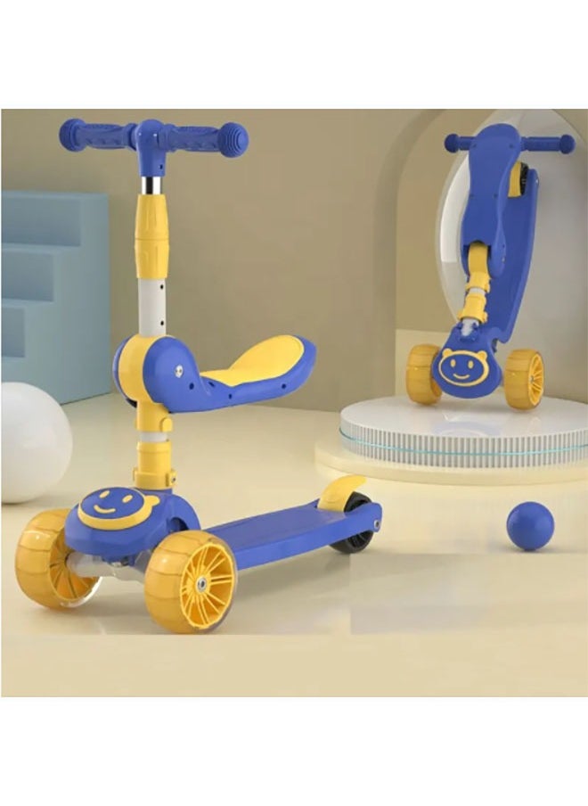 Kids 3 Wheel Scooter Kids Toys Foldable Kick Scooter With Adjustable Height Skid Plate Flashing Wheel Lights