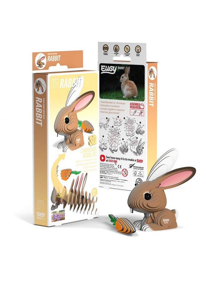 Eugy Rabbit 3D Puzzle, 39 Piece Eco-Friendly Educational Toy Puzzles for Boys, Girls & Kids Ages 6+