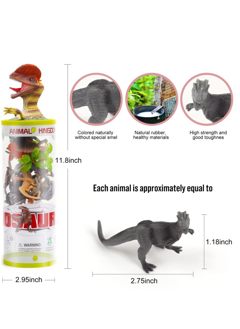 Mini Dinosaur Toy Set, Mini Safari Dinosaurs Figure Creatures in Tube 15 pcs Set | Realistic Tiny Little Animals for Sensory Bin, Birthday Party Favor, Toddler 3-5, Safair Dinosaurs