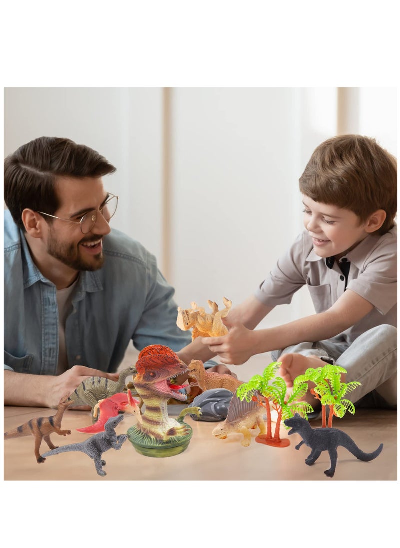 Mini Dinosaur Toy Set, Mini Safari Dinosaurs Figure Creatures in Tube 15 pcs Set | Realistic Tiny Little Animals for Sensory Bin, Birthday Party Favor, Toddler 3-5, Safair Dinosaurs