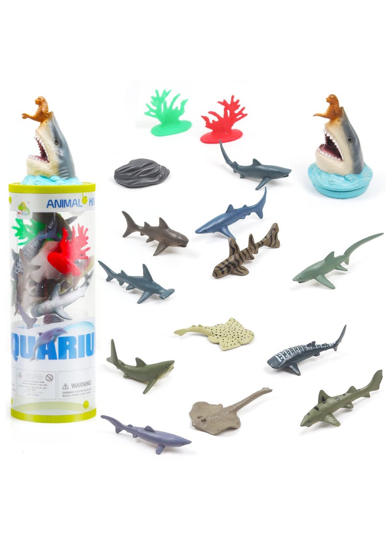Toys Ocean Sea Animal, Mini Ocean Sea Animals Figure Creatures in Tube 15 pcs Set | Realistic Tiny Little Animals for Sensory Bin, Birthday Party Favor, Toddler 3-5 (Ocean Sea Animals)