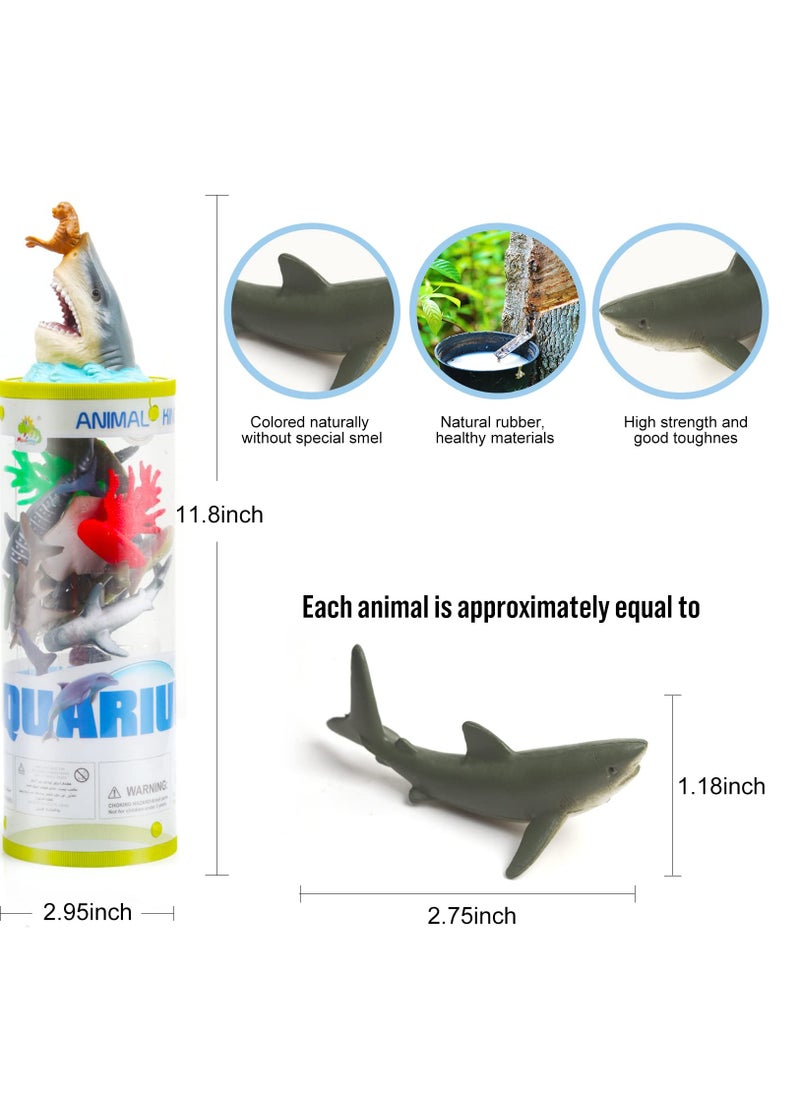 Toys Ocean Sea Animal, Mini Ocean Sea Animals Figure Creatures in Tube 15 pcs Set | Realistic Tiny Little Animals for Sensory Bin, Birthday Party Favor, Toddler 3-5 (Ocean Sea Animals)