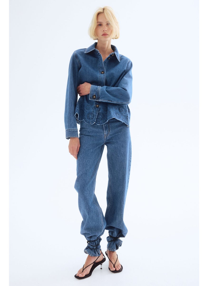 Broderie Anglaise-Detail Denim Jacket
