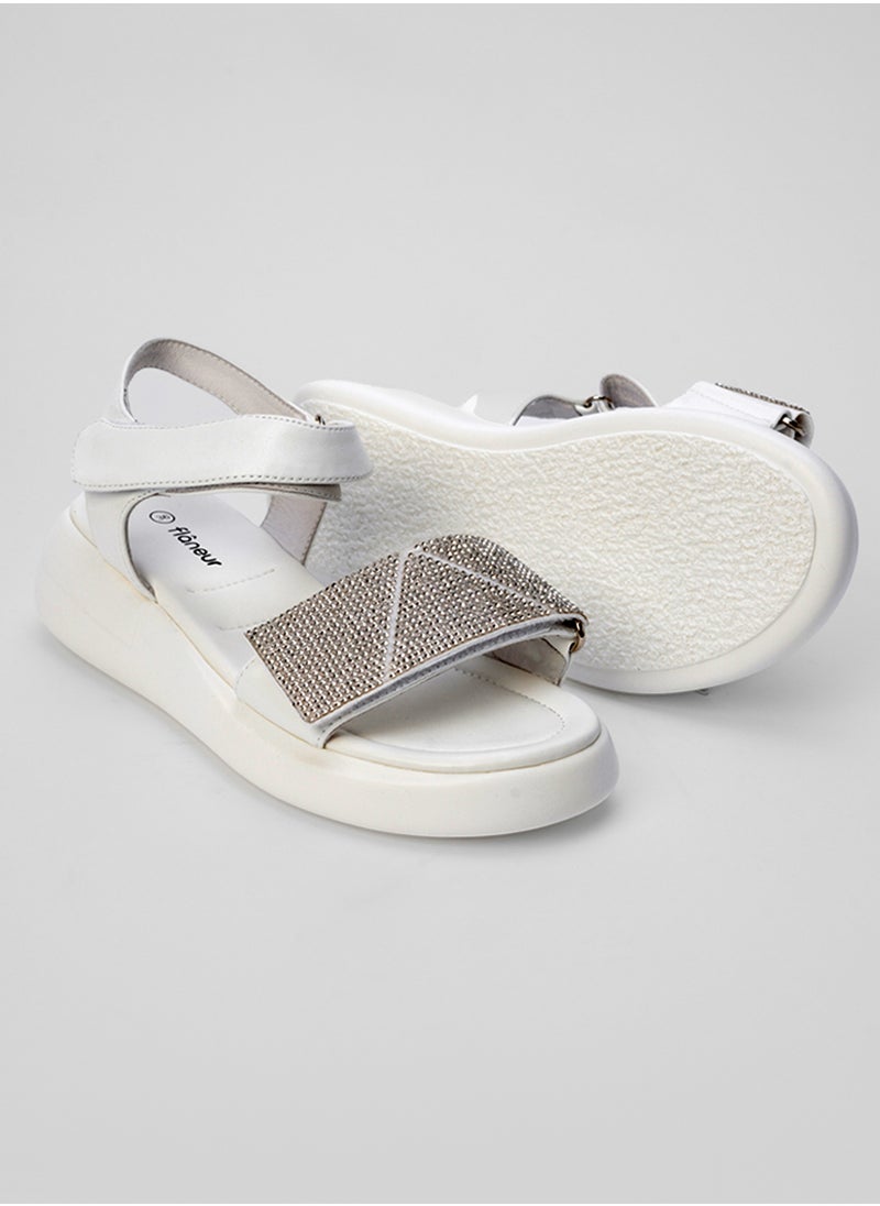 Flaneur Stylish Platform Sandals for Women - Open Toe Shoes, Natural Leather,  Ankle Strap, Casual Footwear for Women, Lightweight & Comfortable Outdoor Walking Shoes