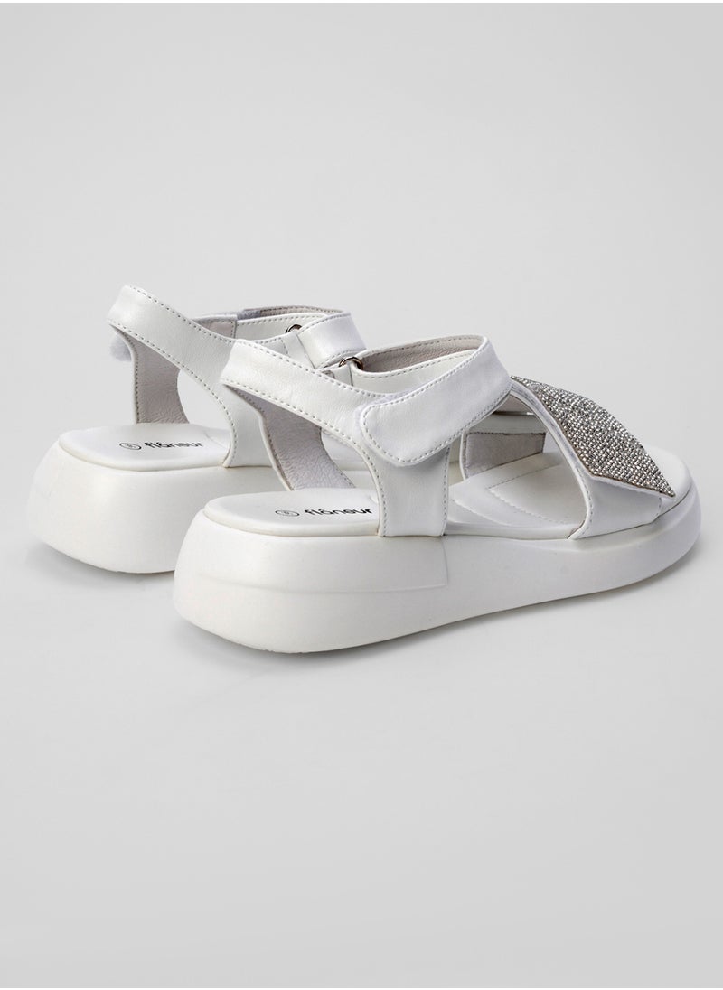 Flaneur Stylish Platform Sandals for Women - Open Toe Shoes, Natural Leather,  Ankle Strap, Casual Footwear for Women, Lightweight & Comfortable Outdoor Walking Shoes