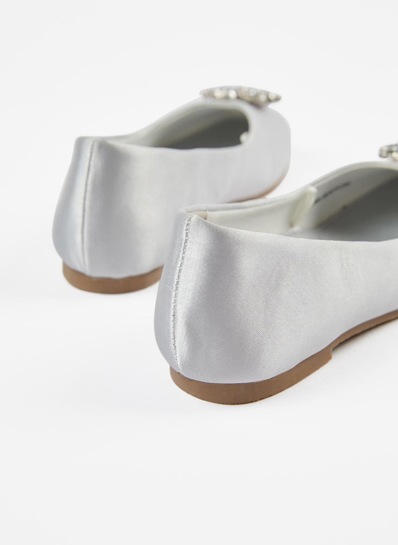 Zippy Satin Ballet Pumps With Rhine Stones For Girls