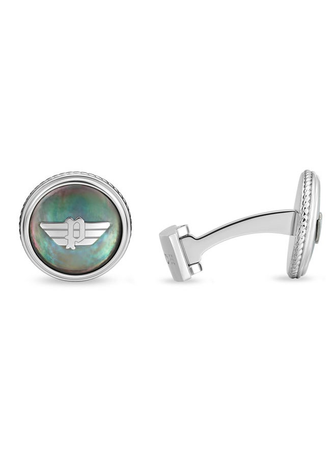 Treasure Cufflinks for Men Black Mother of Pearl with Wing Logo